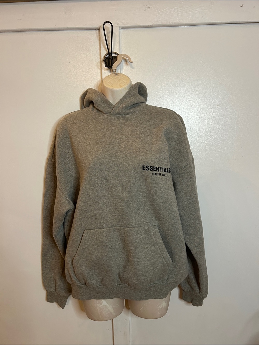 Essentials Men's Heather Gray Pullover Hoodie with Logo